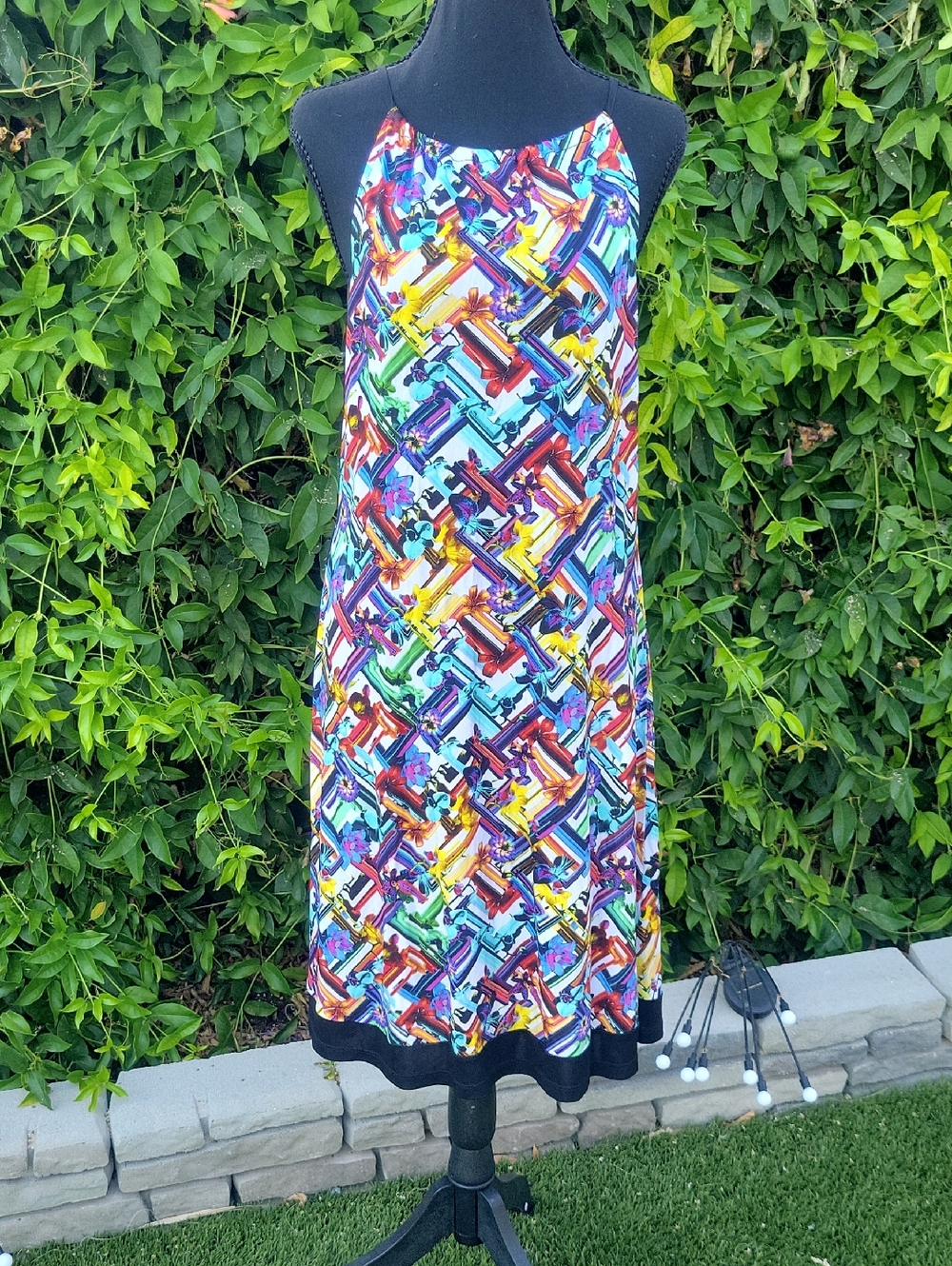Robert Graham Wearable Art Multicolor Abstract Ribbon Halter Dress S